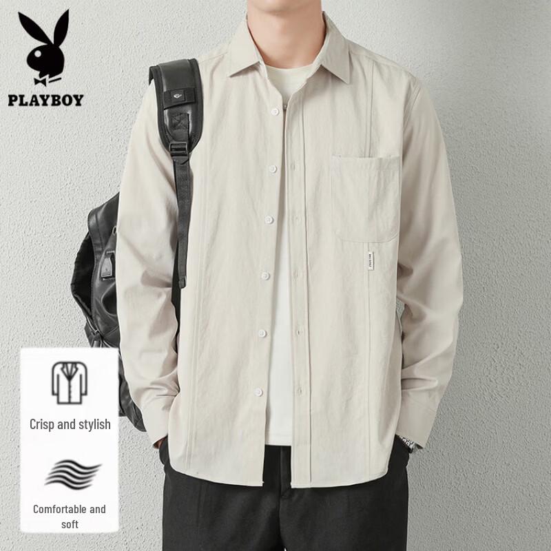 PLAYBOY Men's Long Sleeve Casual Lapel Shirt