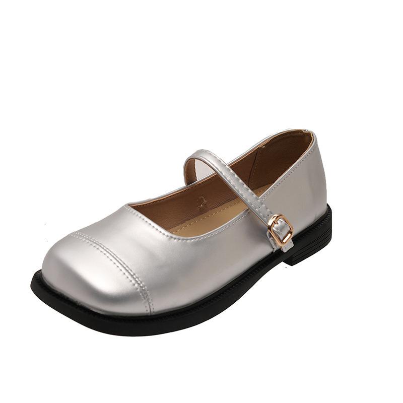 Rock sanfte kleine Lederschuhe Damen Frühling und Sommer neu Feenstil mit französischer weicher Sohle flacher Boden Mary Jane Einzelne Schuhe silber 2025