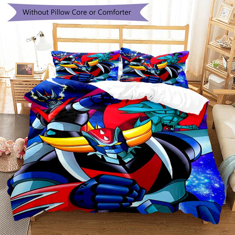 3pcs UFO Robot Grendizer7 Design Cover Set - HD Printed Bedding with 1 Cover and 2 Pillowcases - Perfect for Home and Dorm Decor