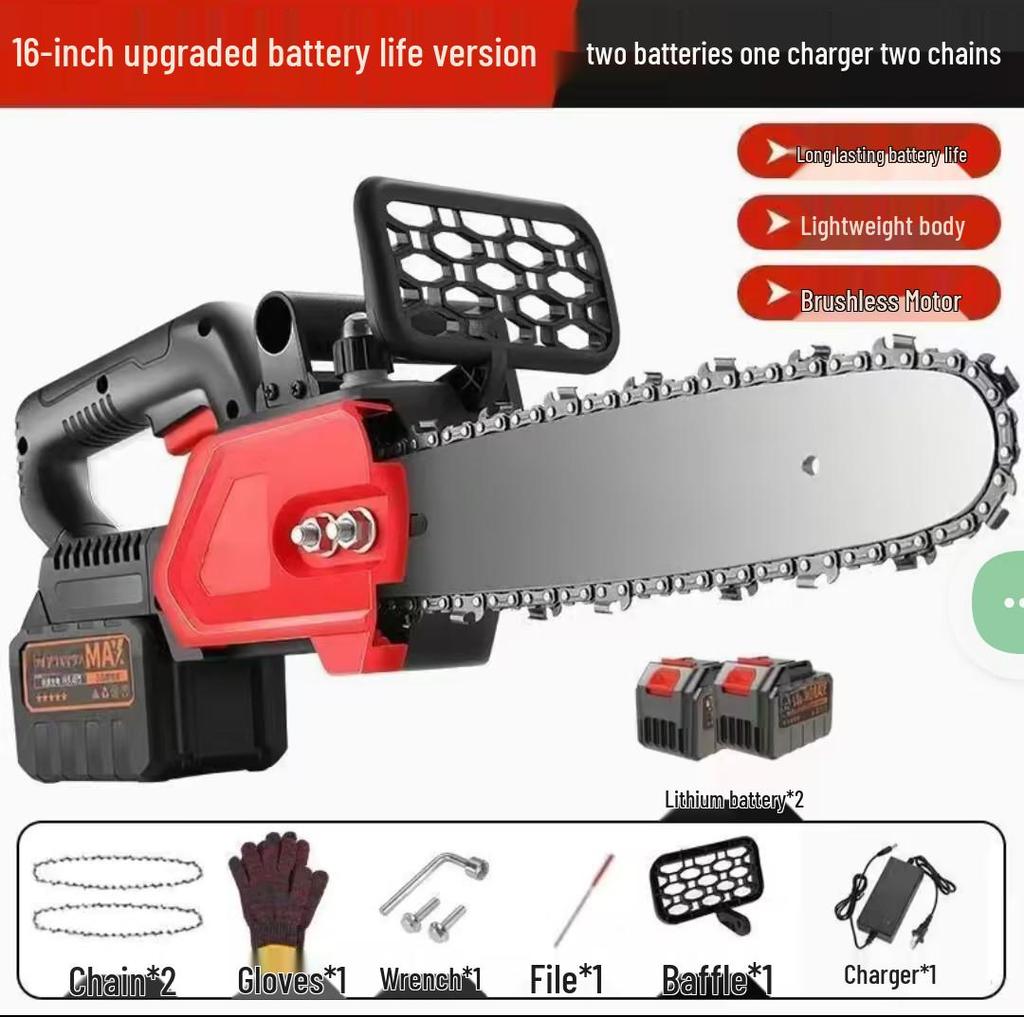 Imported High-Power Cordless Electric Chainsaw - Multifunctional, Ideal for Sawing, Cutting, and Felling Trees, Perfect for Household and Outdoor Use.