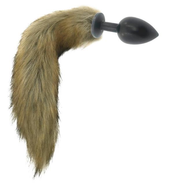 Brown Fox Tail Stainless Steel Anal Butt Plug Pet Play  Butt Plug Tails