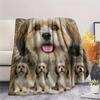 1Pc Lhasa Marejus Dog Print Flannel Blanket, High quality Comfortable for All Seasons, Home Decor, Warmth and Comfort, Perfect for Gifts