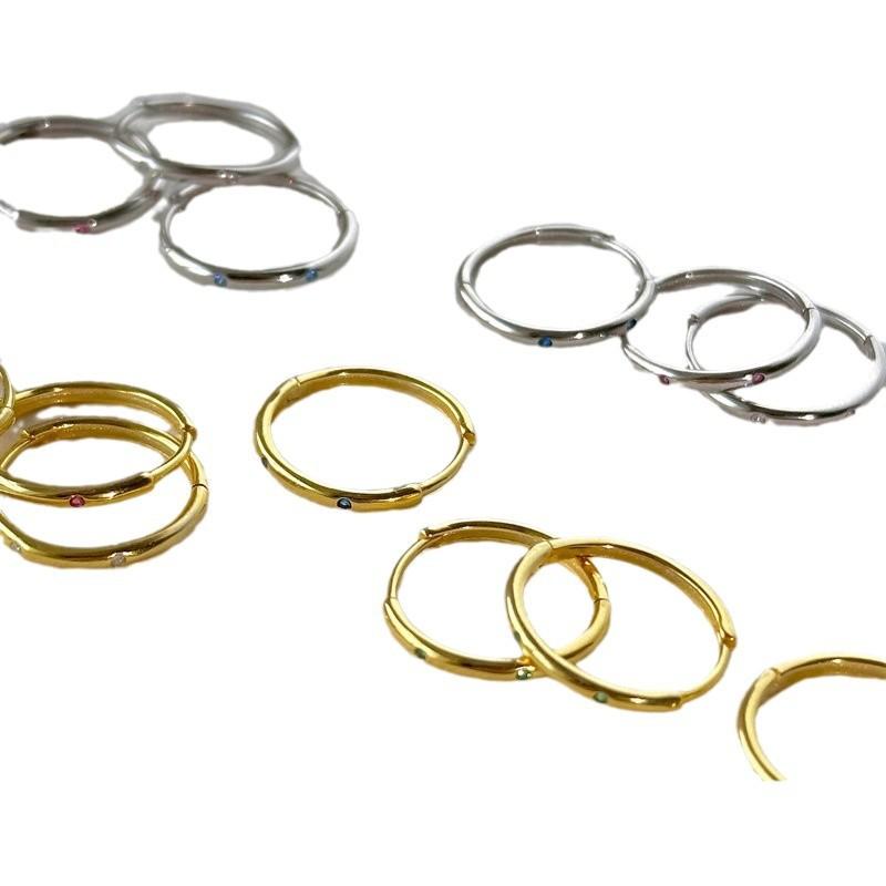 Fashion versatile plain ring earrings niche design high-end stud earrings women's cold wind ear buckle zircon earrings earrings