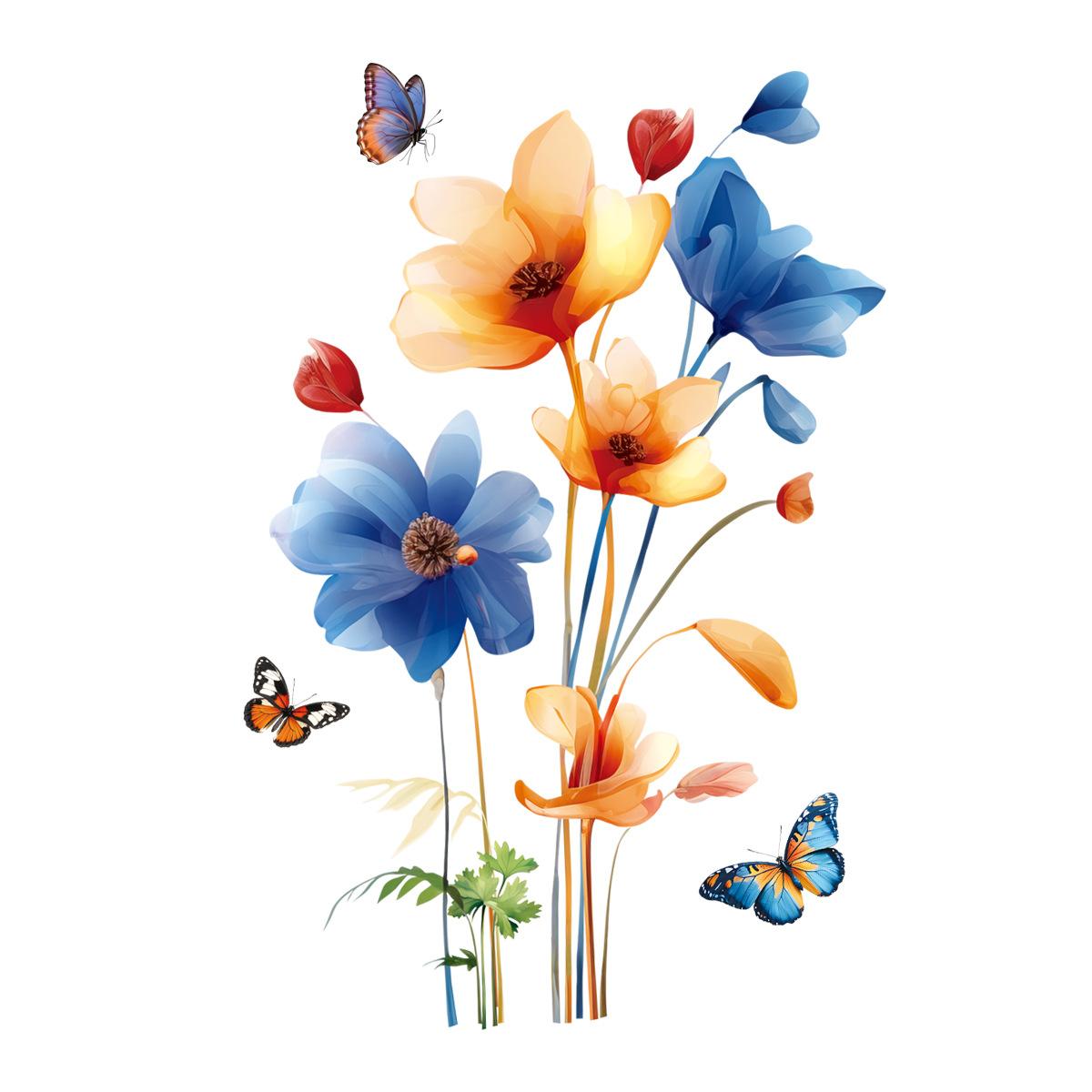 

Креативные наклейки на стену с цветами, наклейки-бабочки, самоклеящееся украшение для спальни, гостиной, фона для дивана, коридора, прихожей, домашний декор 30x60CM разноцветный