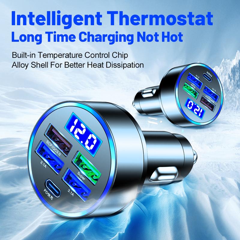 PD + QC 3.0 Fast Charging Car Phone Charger Adapter 4 Ports Usb Car Charger Type C PD35W Quick Charge 3.0 Car Charger