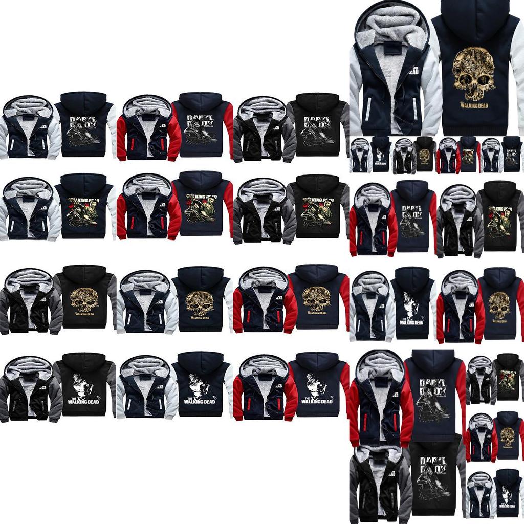 Cozy And Warm The Walking Dead Print Sweatshirts For Men With Ribbed Cuffs