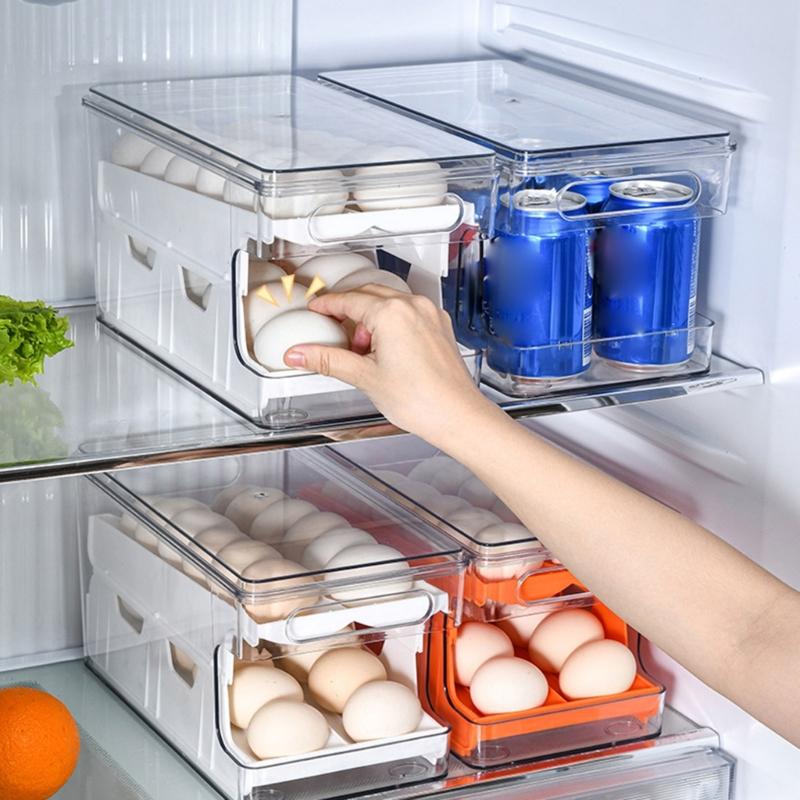 Secure Sliding Eggs Storage Organizer Unique Two Slide Eggs Storage Box 2 Layer Eggs Organizer for Kitchen Enthusiasts
