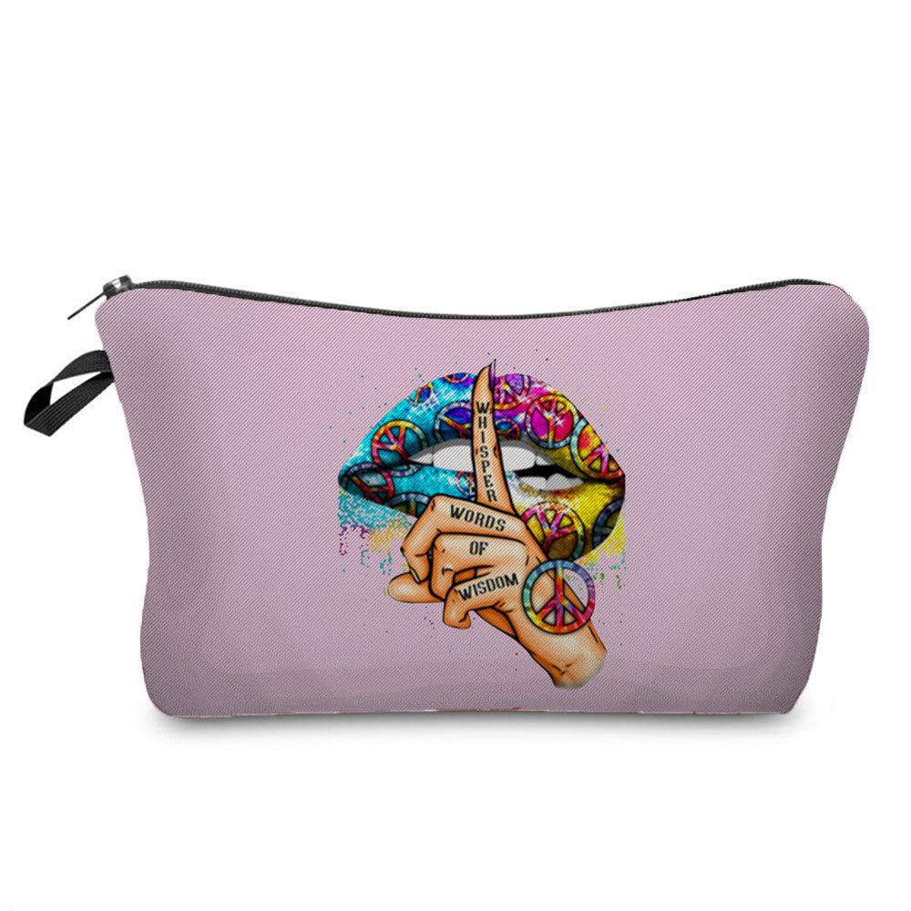Women Lips Print Cosmetic Bag Toiletries Organize Travel Storage Case 6382