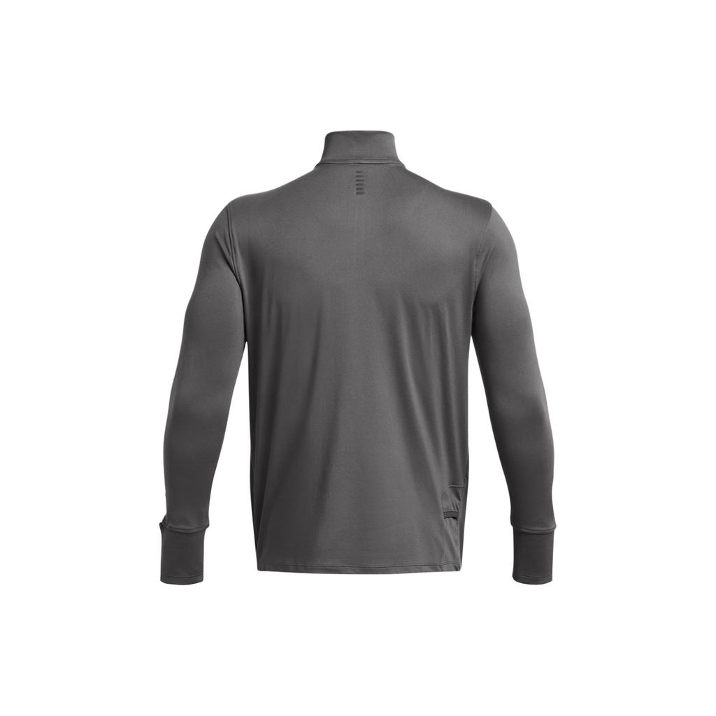 Under Armour Solid Ribbed Stand Collar Quick-Dry Pullover Long Sleeve T-Shirt Men Tops Gray 1379288-025