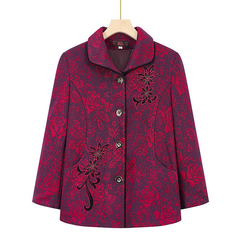 

Осеннее пальто с лацканами, одежда для женщин 0 лет, одежда для пожилой женщины 0 лет 5XL (145-80kg recommended) фиолетовый