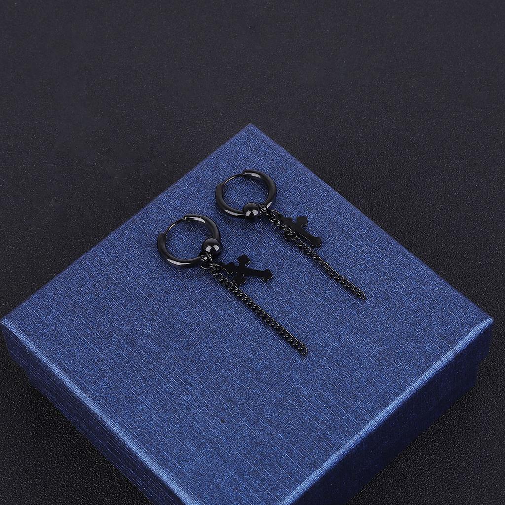 Titanium Steel Earrings Men Temperament Trendy Earrings Korean Women Long Tassel Chain Earrings