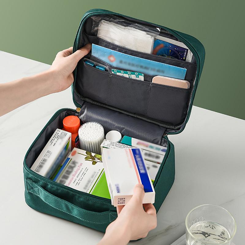 1pc Large-Capacity Thickened Medicine Box Layered Family First Aid Kit Medicine Boxes Medicine Cabinet Portable Fabric Storage Bag
