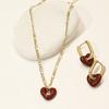 Titanium Steel Simple Retro Enamel Heart Necklace Fashionable Commuter Three-Dimensional Love Pendant Stainless Steel Collarbone Chain