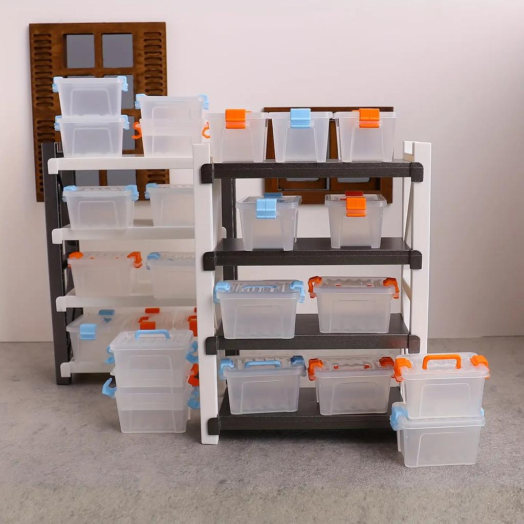 Mini Suitcase-Style Storage Boxes:Transparent Small Item Storage Cases,Miniature Scene DIY Accessories,Model Scene Decorations