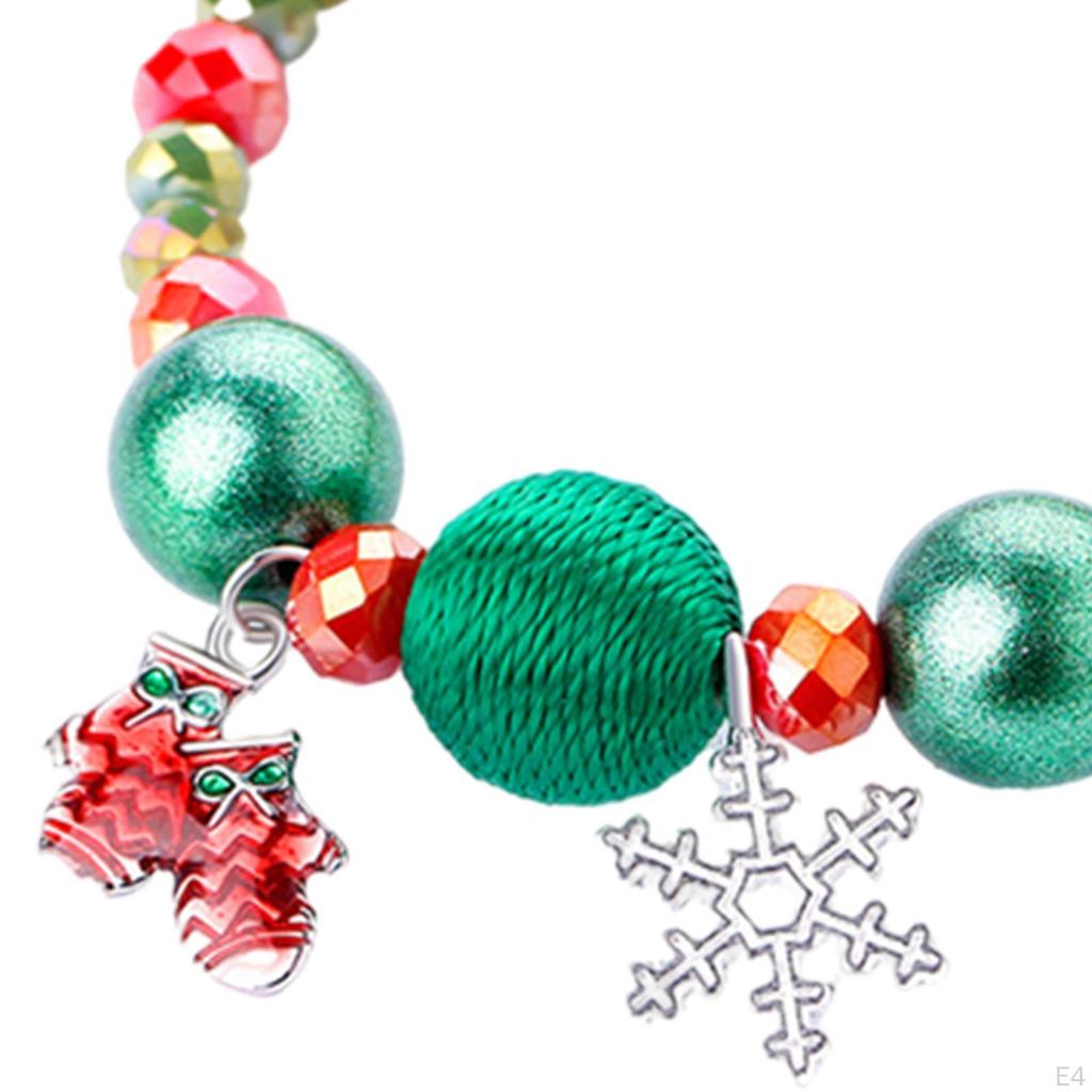 Christmas Bead Bracelet Mixed Colors Pendant