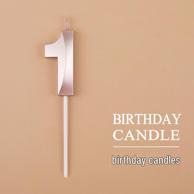 Gold and Silver Number Candles for Birthday Cakes - Pink Exquisite Design