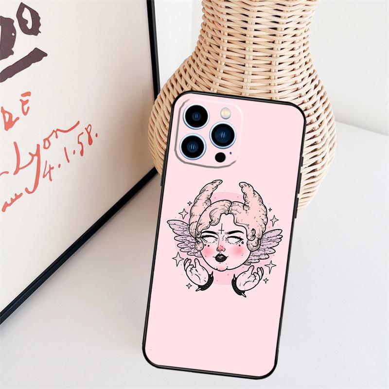 Girly Pastel Witch Goth Pattern Phone Case For iPhone 16 Pro Max 15 14 13 11 12 17 Pro Max mini 15 16 Plus 16e 17 Air Cover