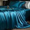 Luxury Mulberry Silk Duvet Cover Set High End Satin Solid Color Quilt Cover and Pillowcases Soft Silky King Size Comforter Cover