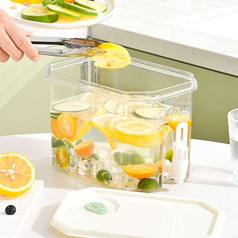62KD Plastic Leak Proof Iced Beverage Dispenser With Tap Drink Container for Fridge