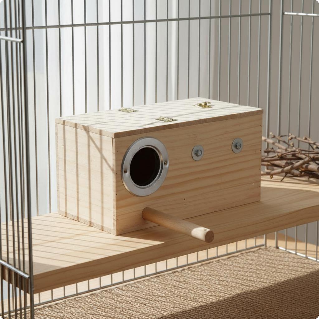 Parrot Breeding Box Warm Insulation Parakeet Breeding Box Bird Nesting House Front Entrance Hole Wood Bird House Easy To Clean