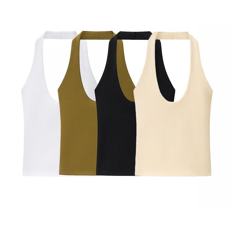 Kaslead New Arrival Women's Clothing Fashion Style Fashion Simple and Thin Hanging Collar T-shirt Vest 4424308300