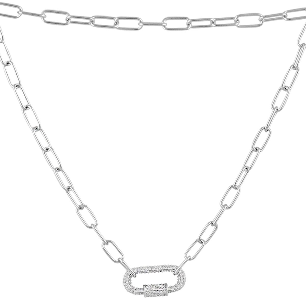 

Срібне кольє з фіанітами (2126324) 50cm білий