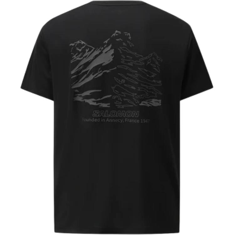 Salomon Logo Round Neck Short Sleeve T-Shirt Men Tops Black C28080