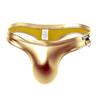 Sexy Faux Leather Thong Pánské spodní prádlo T-back Kalhotky Tanga Hombre Lingerie Nízký pas Černé kovové kroužky