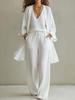 Spring 2026 Women's European & American Loose Sling Wide-Leg Pants Cardigan 3-Piece Set