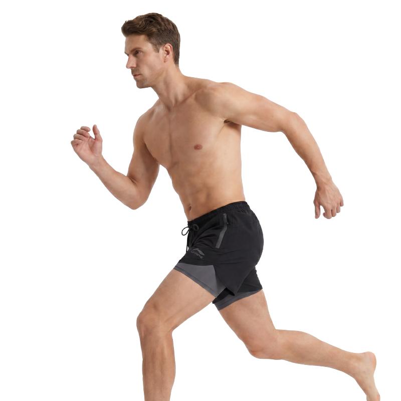 Li-Ning Cool And Comfortable Versatile Cycling Running Basketball Double Layer Design Sports Casual Quick Dry Breathable Boxer Shorts LSKU810-1