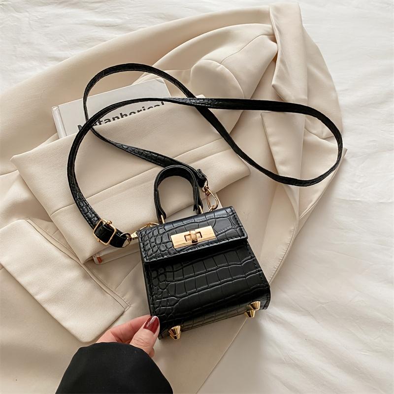 

Women S Stylish Lock Buckle Versatile Handbag чорний