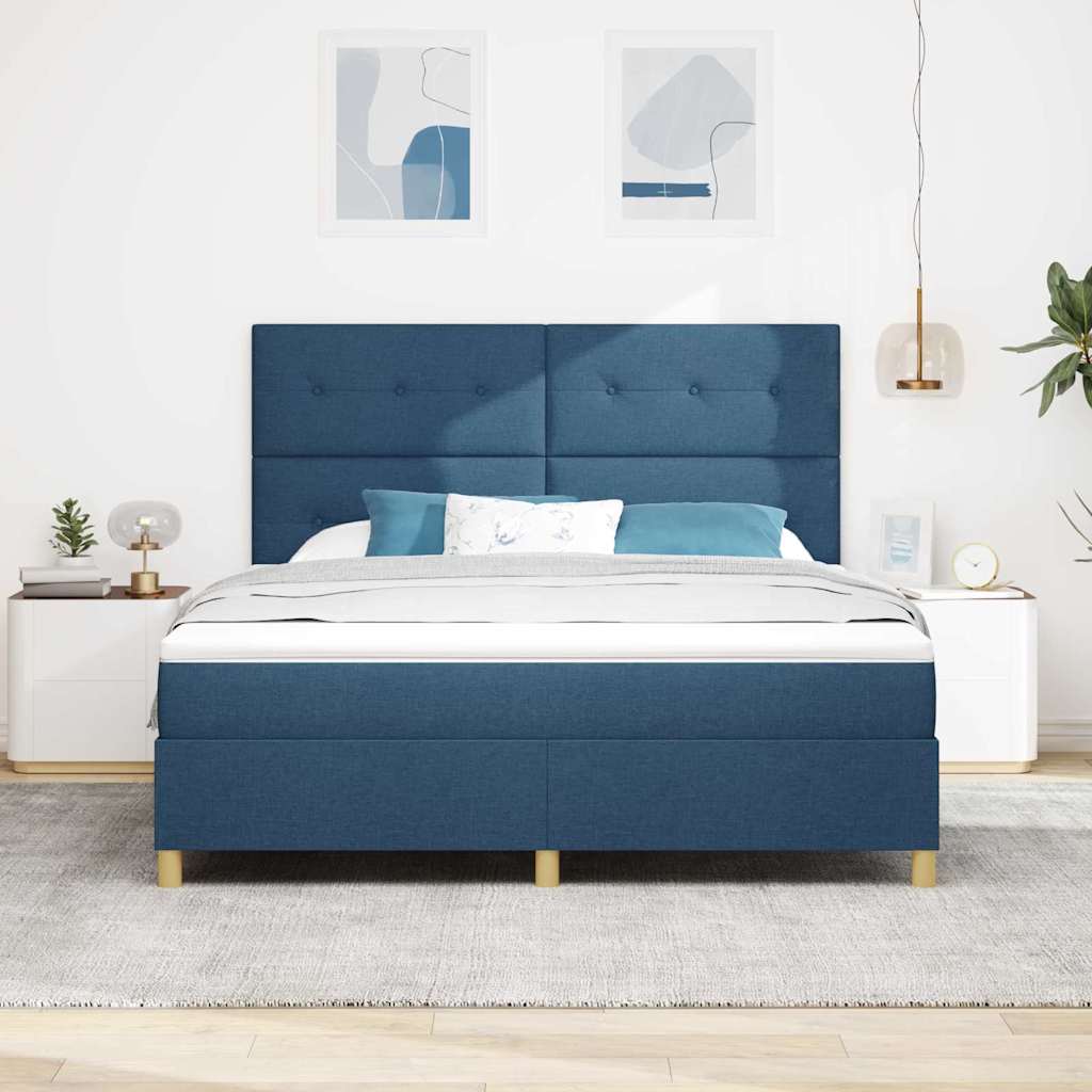 Boxspring Bed with Headboard Blue 180 X 200 Cm Fabric