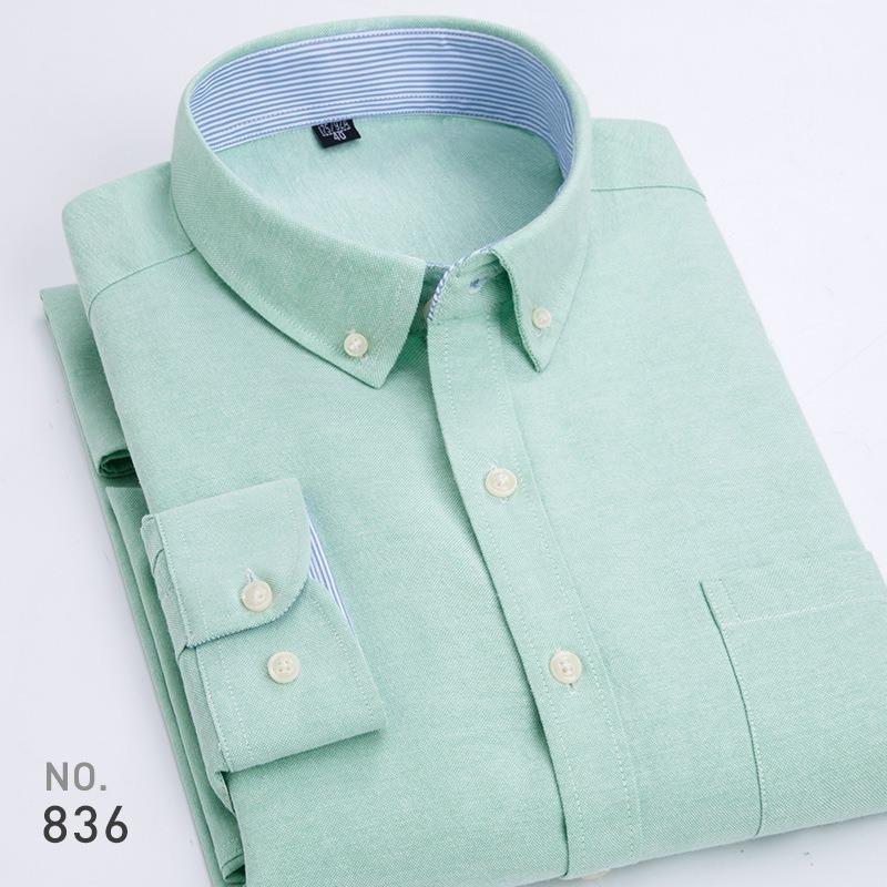 New Men's Oxford Striped Long Sleeve Shirt, Korean Slim Fit Youth Casual Fashion Button Up Shirt