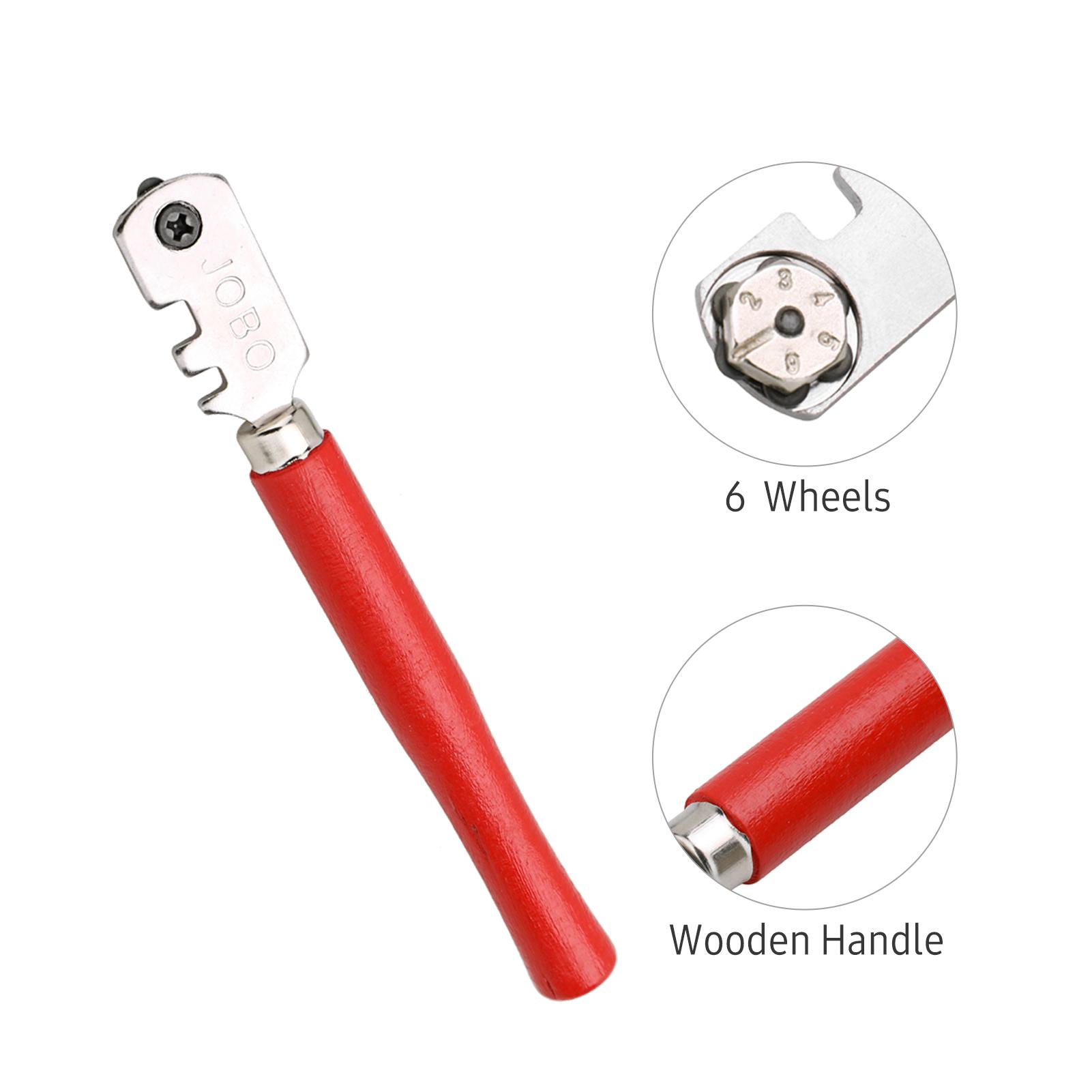 6-Wheel Glass Cutter Multifunctional Glass Tile Mirror Cutter Wooden Handle Pencil   Glass Cutting Roller