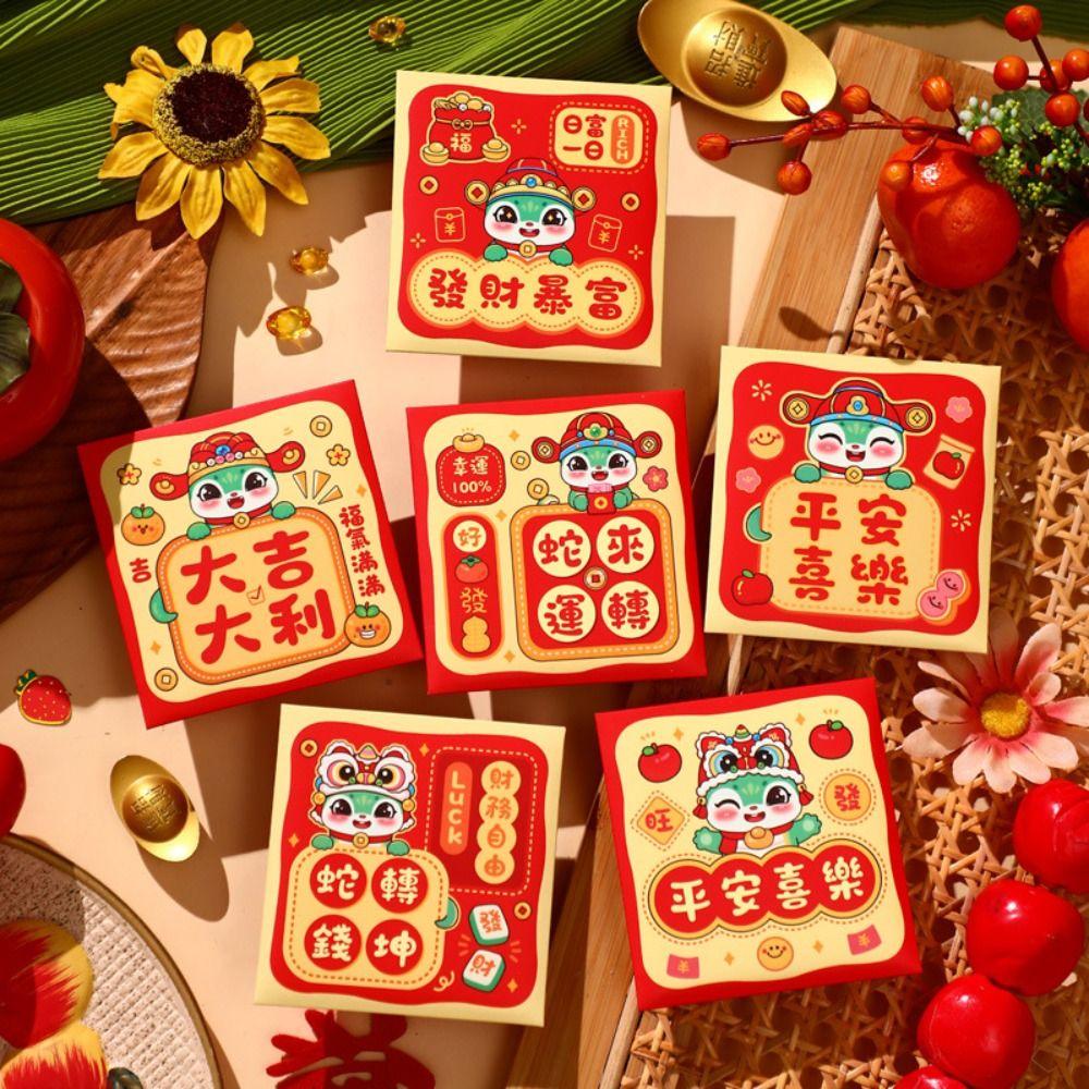 6 Stück Cartoon Glücksgeldumschläge Beste Wünsche Hong Bao Hochzeit Geburtstag