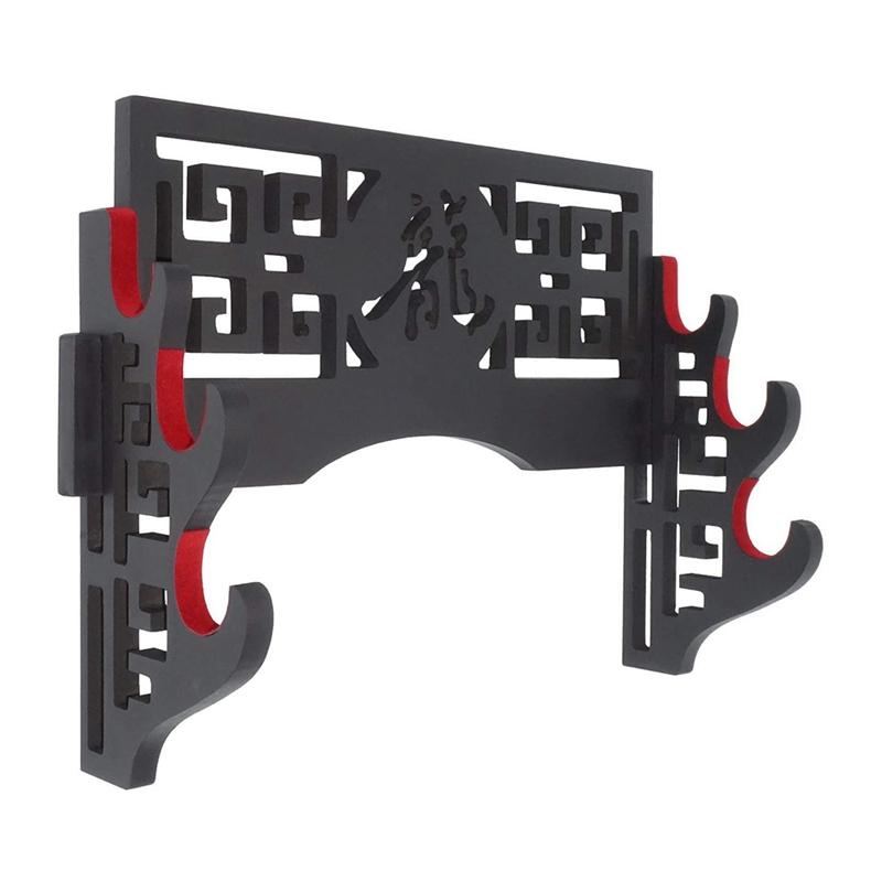 

Бархатная защита Настенное крепление для меча Держатель для меча Подставка для дисплея с фетровыми полосками для мечей катана вакидзаси (Трехъярусный Дракон ) чёрный