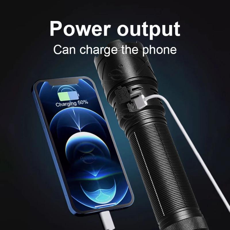Neue Ultrahelle LED-Taschenlampe USB Wiederaufladbare Zoom-Taschenlampen Lange Reichweite 6000M LED-Taschenlampe Camping Angeln Arbeitslampe