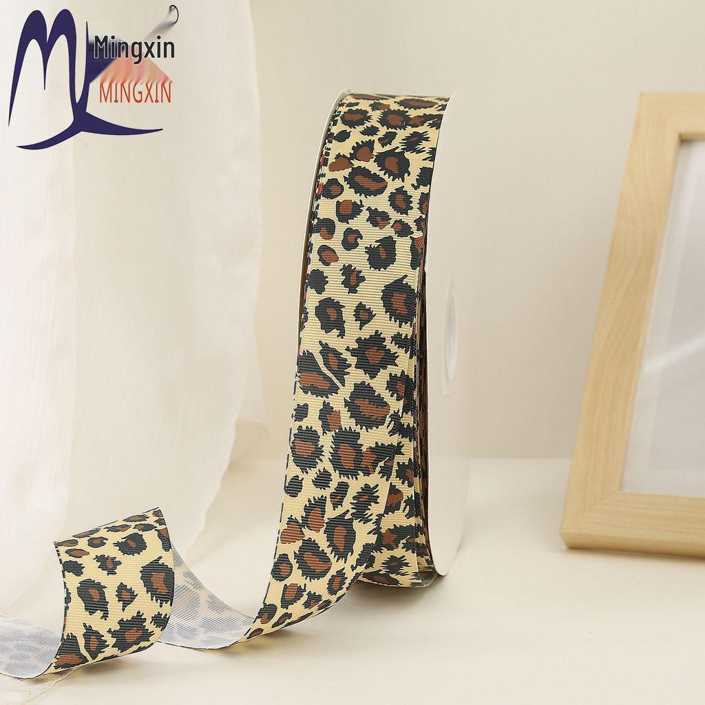 European & American Trend Leopard Print Letter Polyester Ribbed Edge Ribbon - Colorful Clothing & Home Textile Ribbon