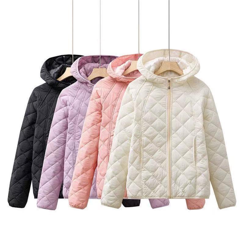Light Thin Cotton-padded Clothes Women's Short Coat Spring Autumn Loose Hooded Warm Jacket Lady Casual Tops Quilted Outerwear