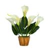 Artificial Flower Calla Lilly With Wood Pot, Perfect For Home & Office Décor