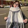 Korean Style Knitted Stripe Scarf Thickened Long Wool Tassel Scarf Retro Winter Scarves  Girls