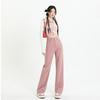 Women's Dirty Pink High Waist Wide Leg Jeans - Slim Fit, Floor Length, Straight Leg Pants for Spring