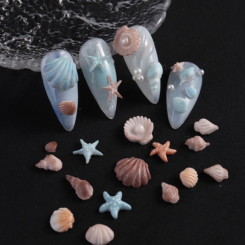 Shell Flowers Halobios Conch Starfish Carving Nail Silicone Template Mould Nail Art Diy Handmade Tool Small Beads Polymer Mold