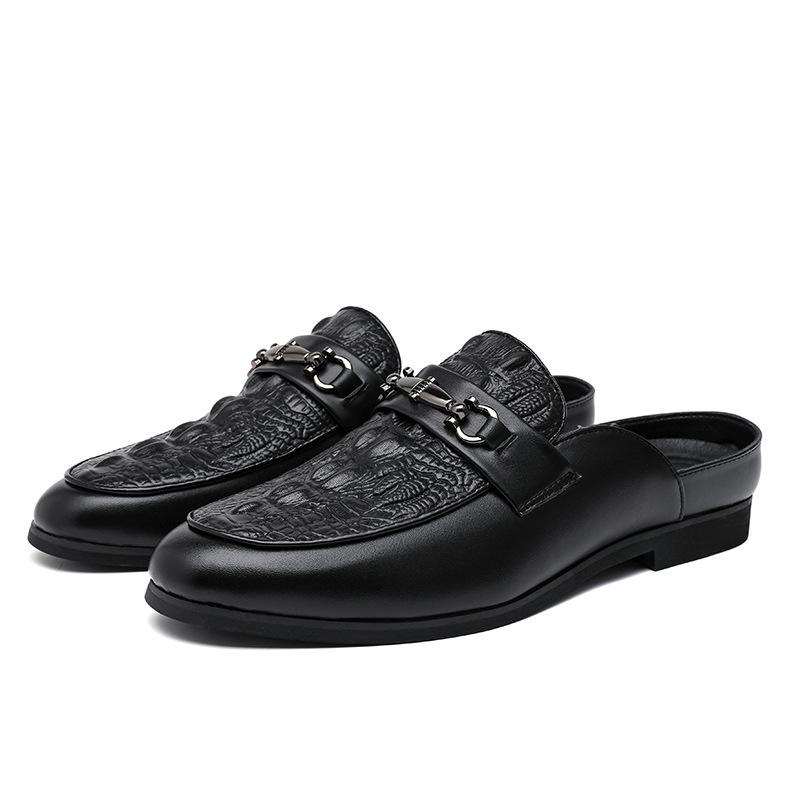 Summer new special 47 large size half drag beanie shoes men's British casual breathable lazy one pedal loafers