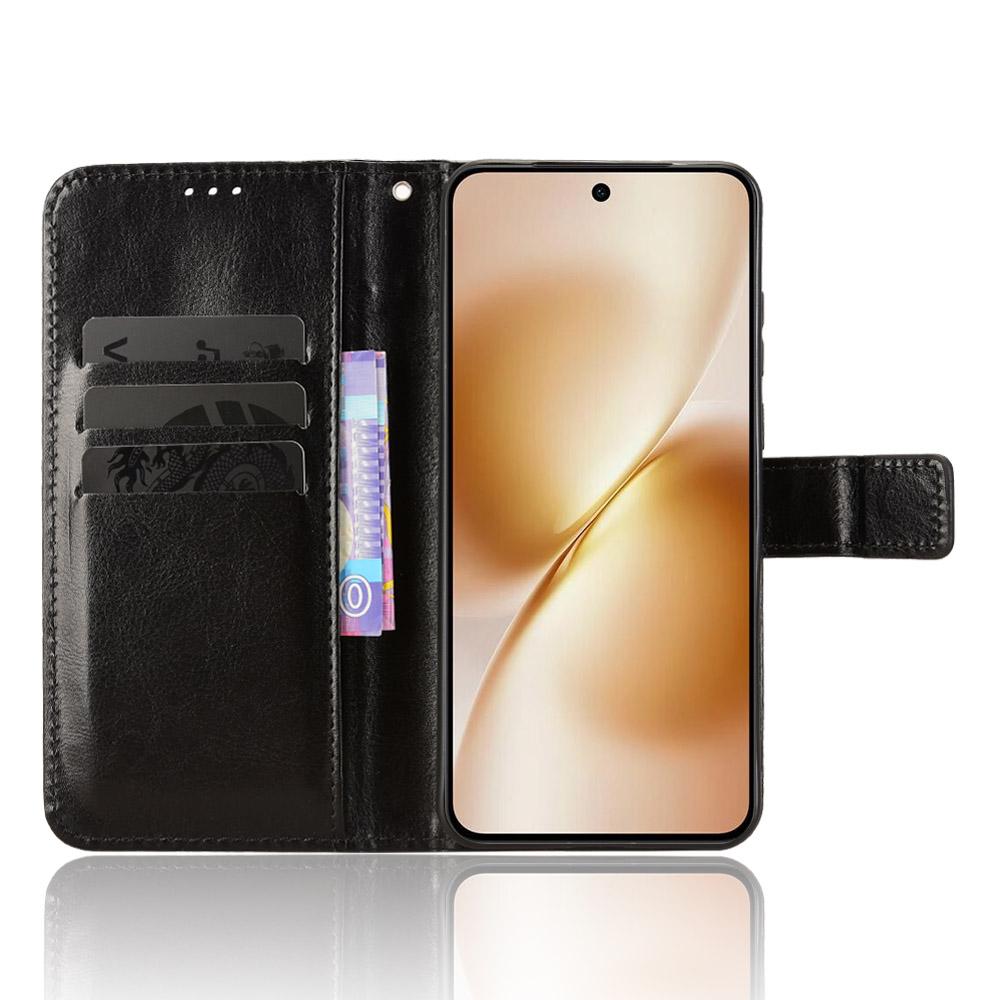 For vivo X200s 5G PU Leather Case with Strap Crazy Horse Texture Phone Wallet Cover
