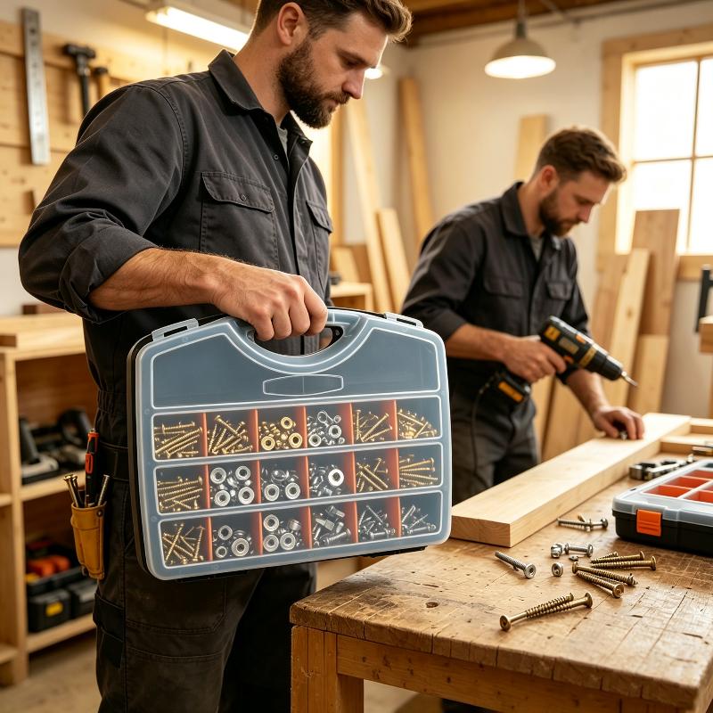 Multi-Compartment Organizer Box For Screws & Small Parts Handheld Durable Plastic Hardware And Jewelry Storage Case Compact