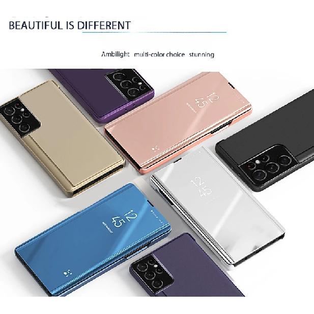 Étui à rabat miroir en cuir pour Samsung Galaxy S25 S25Ultra S25 Edge S24 S23 S22 S21 S20 Note20 10 9 8 Support Housse de téléphone Funda