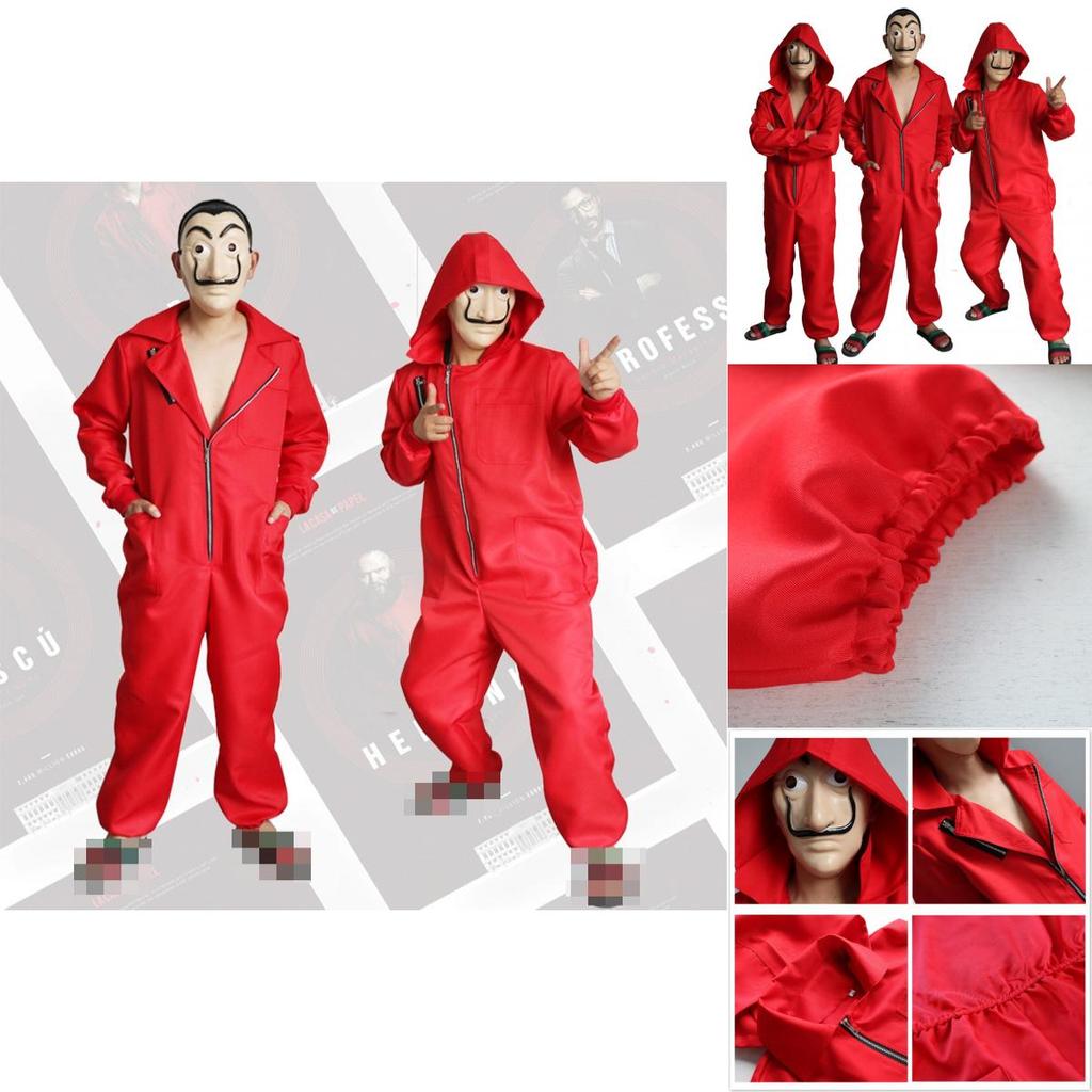 Salvador Dali Money Heist Cosplay Costume For Adults In Stylish Red Jumpsuit Design