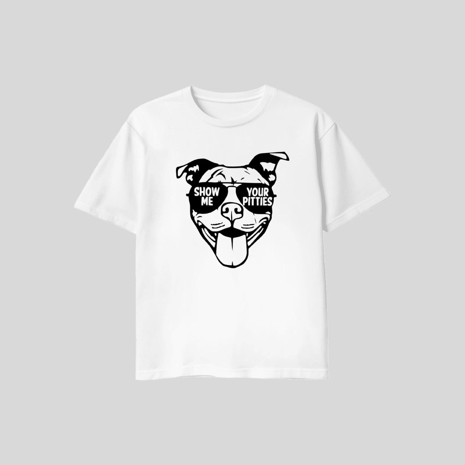 Unisex Adult Casual Graphic Pitbull Show Me Your Pitties T Shirt XL... XL
