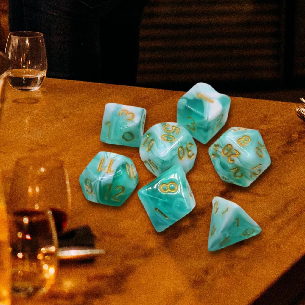 7 Stück Polyedrische Würfel Langlebig D8 D4 D10 D12 D20 D6 Graviert Tragbar Mehrzweck für Tabletop-Spiel
